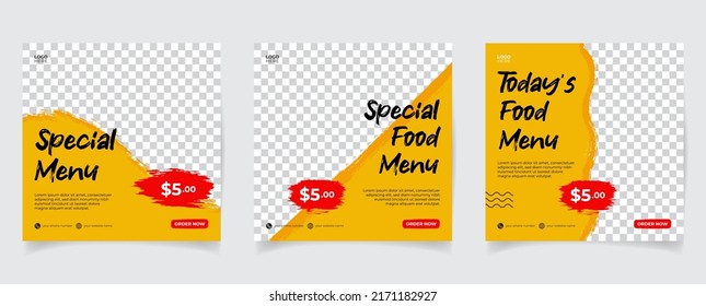 Food banner social media post template. Editable social media templates for promotions.