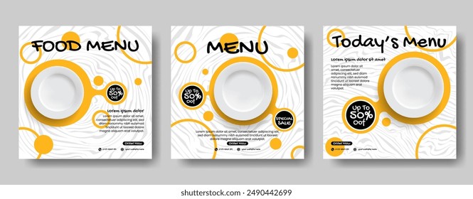 Food banner social media post template ads. Editable social media templates for promotions. Layout design for marketing on social media.