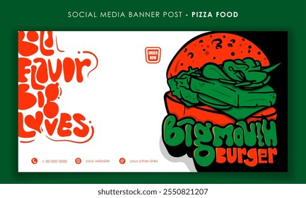 Food Banner Template Design für Burger Street Food Werbung Design auf weißem Hintergrund. Fast Food Template Design