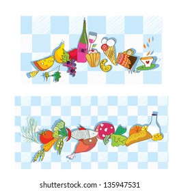 Food banners for restaurant and cafe set