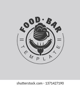 Food Bar Logo beer mug and sausage fork black color