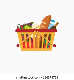 Food basket flat vector