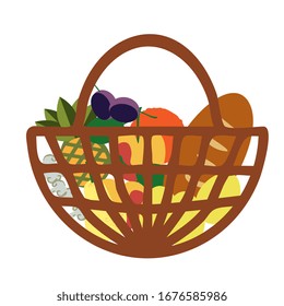 Food basket with helathy items vector