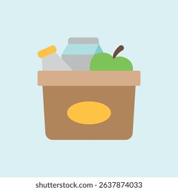 Food Basket Icon – Charity, Donation, and Grocery Aid Symbol for International Charity Day
