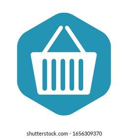 Food basket icon. A grocery basket used in stores for folding products. Vector illustration for design and web isolated on a white background in a simple flat style.