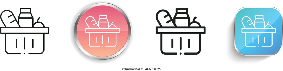 food basket icon. Thin Linear, Regular and Button Style Design Isolated On White Background