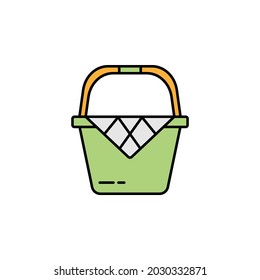 food basket, picnic basket, picnic, camping line colored icon. Signs, symbols can be used for web, logo, mobile app, UI, UX