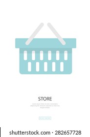 Food basket, shopping bag. Flat design,web design,infographics,business,vector elements. Use for data visualization in website,information stands,on billboards,brochure,flyer,magazine etc.