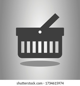 Cesta de alimentos simple vector de icono con sombra. Diseño plano 