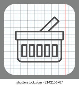 Food basket simple icon vector. Flat desing. On graph paper. Grey background.ai