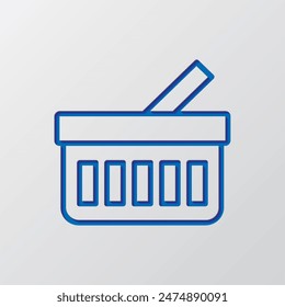 Cesta de alimentos simple icono Vector. Diseño plano. Diseño de corte de papel. Símbolo azul cortado con sombra. Fondo gris.ai