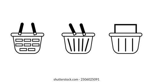 Food basket from super market, set of three pictograms on white background eps 10.