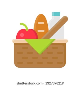 Food basket vector illustration, Isolated Spring season flat icon