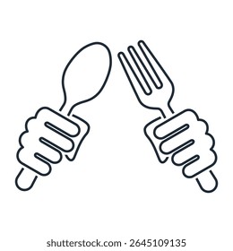 Food battle. Competition. Vector linear icon illustration isolated on white background.