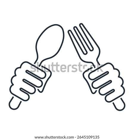 Food battle. Competition. Vector linear icon illustration isolated on white background.