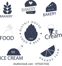 Food and beer shop logo set graphic design vector logo brand.