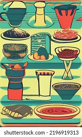 food beer tea wine vector illustration