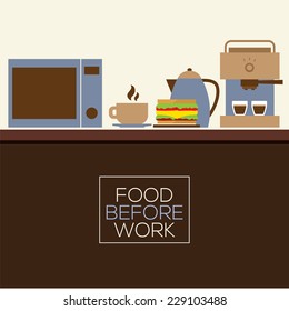 Food Before Work Healthy Concept Vector Illustration