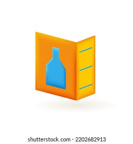 Food and beverage 3d icon. Cooking food, vegetable, restaurant and cafe. 3d render vector illustration