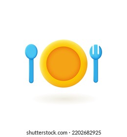 Food and beverage 3d icon. Cooking food, vegetable, restaurant and cafe. 3d render vector illustration