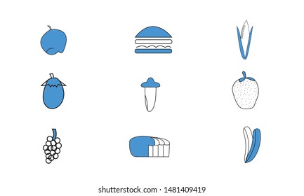 Food and beverage color flat icon set vector