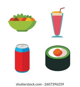 Food and Beverage Colorful Vector Illustrations Set