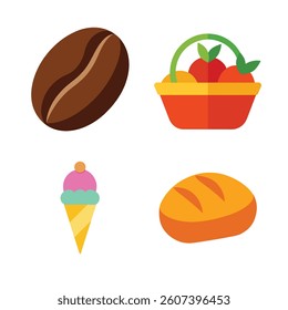Food and Beverage Colorful Vector Illustrations Set