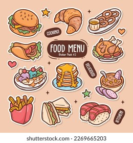 Bebida de alimentos Cute Doodle Vector Colección Sticker 
