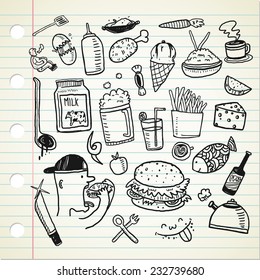 food and beverage doodle