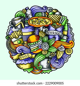 Food and Beverage Doodle Vector Design Illustration