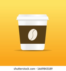 Food and beverage icon. Coffee cup on gradient background. Vector illustration.