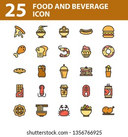 Food and Beverage icon with filled line style vector illustration