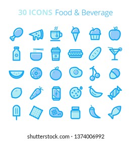 Food & beverage icon set in filled line style for any project. Perfect for website, mobile, app, or presentation. Don't forget to take a look for my other works! Have a nice day! Cheers!