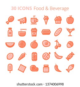 Food & beverage icon set in filled line style for any project. Perfect for website, mobile, app, or presentation. Don't forget to take a look for my other works! Have a nice day! Cheers!