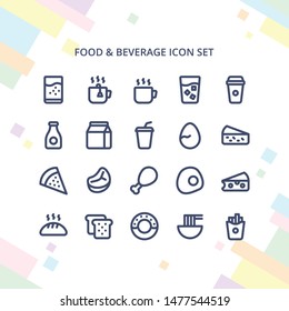 Food & beverage icon set in line style for any project. Perfect for website, mobile, app, or presentation. Don't forget to take a look for my other works! Have a nice day! Cheers!