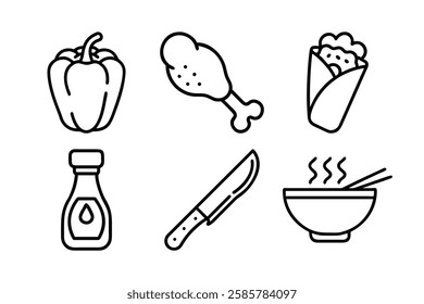 Food and beverage icon set vector art illustration 