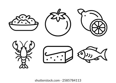 Food and beverage icon set vector art illustration 