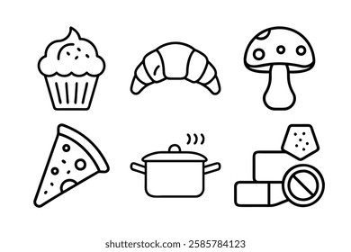 Food and beverage icon set vector art illustration 