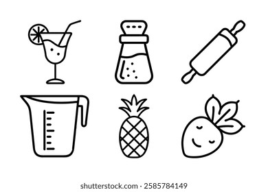 Food and beverage icon set vector art illustration 