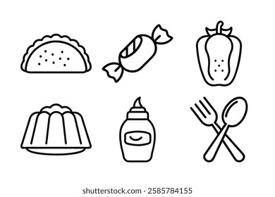 Food and beverage icon set vector art illustration 