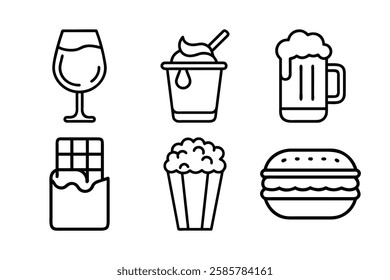 Food and beverage icon set vector art illustration 