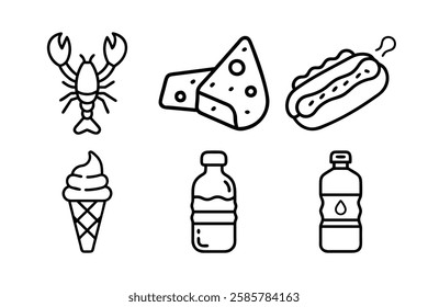 Food and beverage icon set vector art illustration 