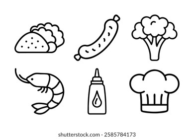 Food and beverage icon set vector art illustration 