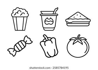 Food and beverage icon set vector art illustration 