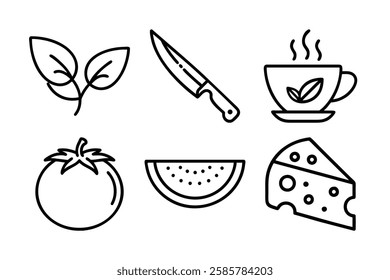 Food and beverage icon set vector art illustration 