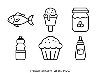 Food and beverage icon set vector art illustration 