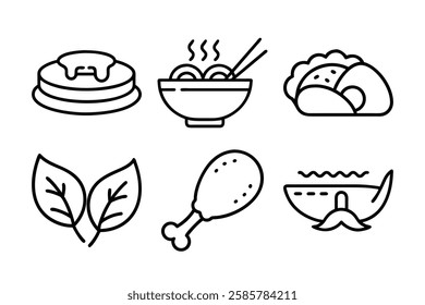 Food and beverage icon set vector art illustration 