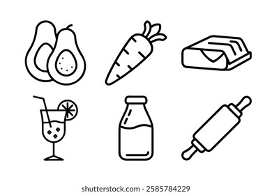 Food and beverage icon set vector art illustration 
