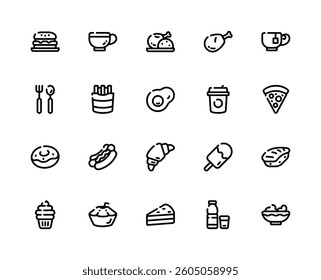 Food and Beverage Icon for UIUX, Mobile App, Website, and Restaurant Background.