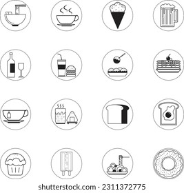 food and beverage  icon vector design template and illustration with editable stroke 